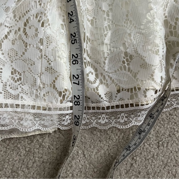 Vintage 80s Jessica McClintock Girls Short Sleeve Cream Lace Dress Sash Tie - Picture 14 of 14